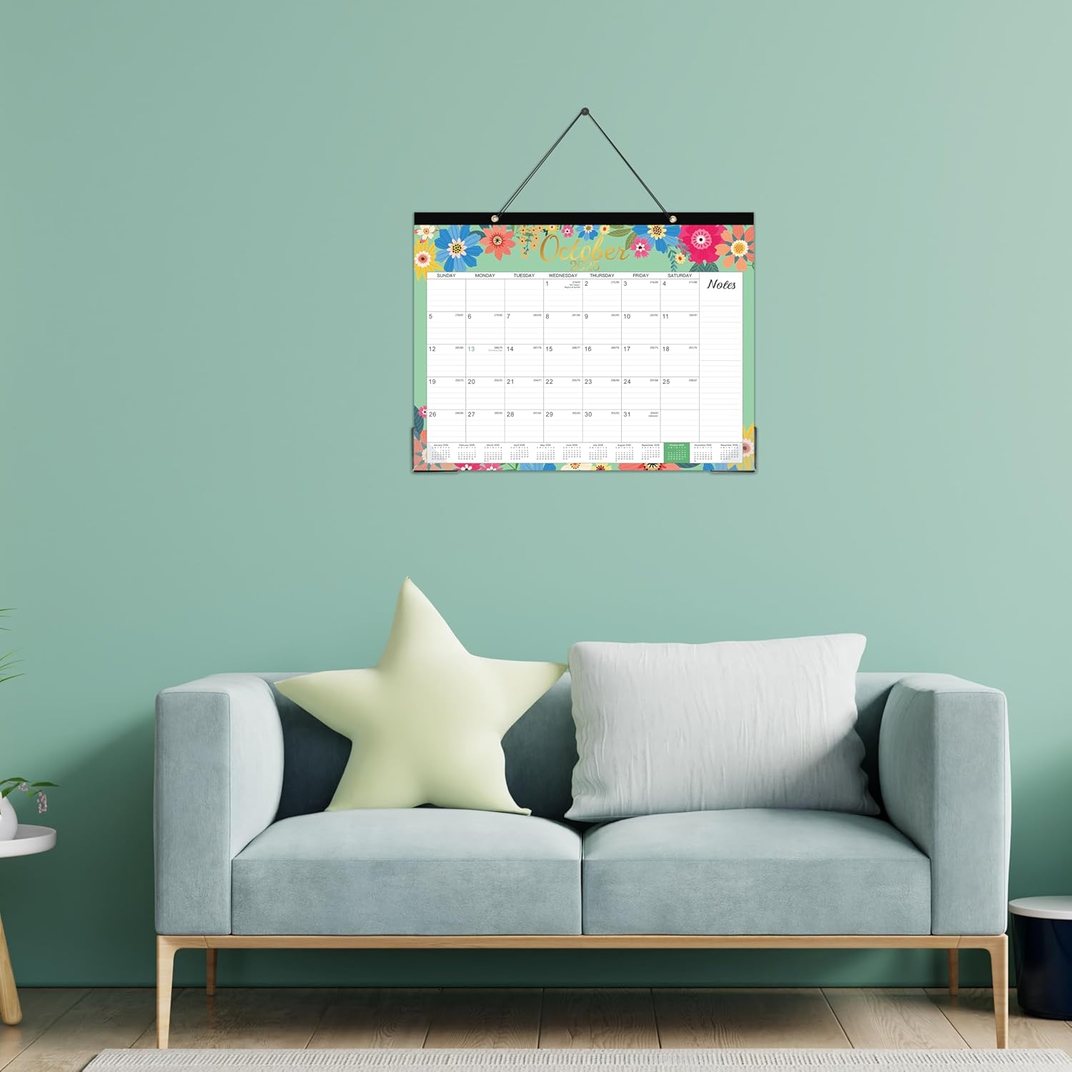 2025-2026 Desk Calendar - Large Desk Calendar 2025-2026, JUL. 2025 - Dec. 2026, 22" x 17", 18-Month with Corner Protectors - Blue Floral - Image 8