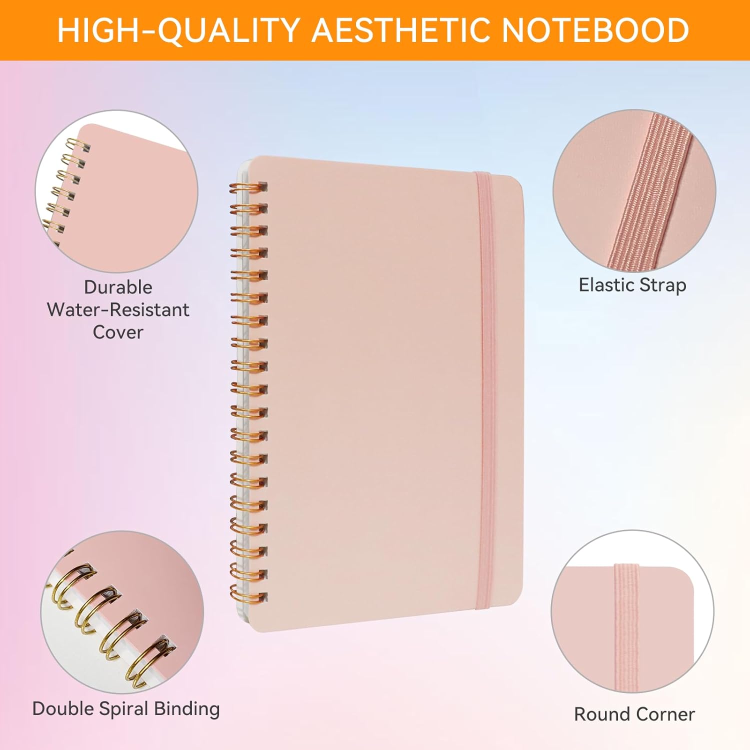 4 PCS Small Spiral Notebook 5x7, Spiral Journal Notebook, Notebooks for Work, Note Taking, School, Small Notebooks 5x7 with Strap, Cute Notebooks for Women 50 Sheets - Image 3