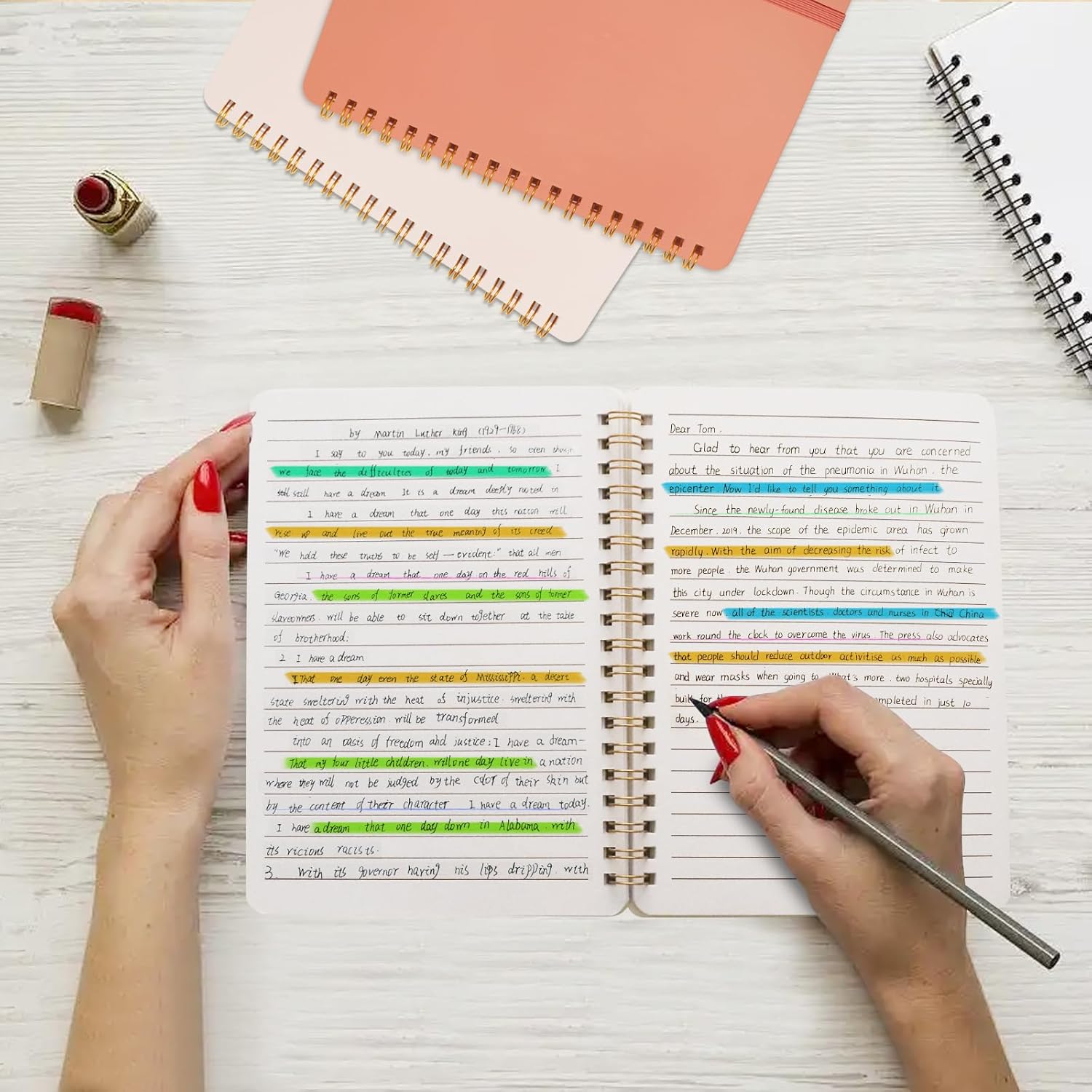 4 PCS Small Spiral Notebook 5x7, Spiral Journal Notebook, Notebooks for Work, Note Taking, School, Small Notebooks 5x7 with Strap, Cute Notebooks for Women 50 Sheets - Image 6