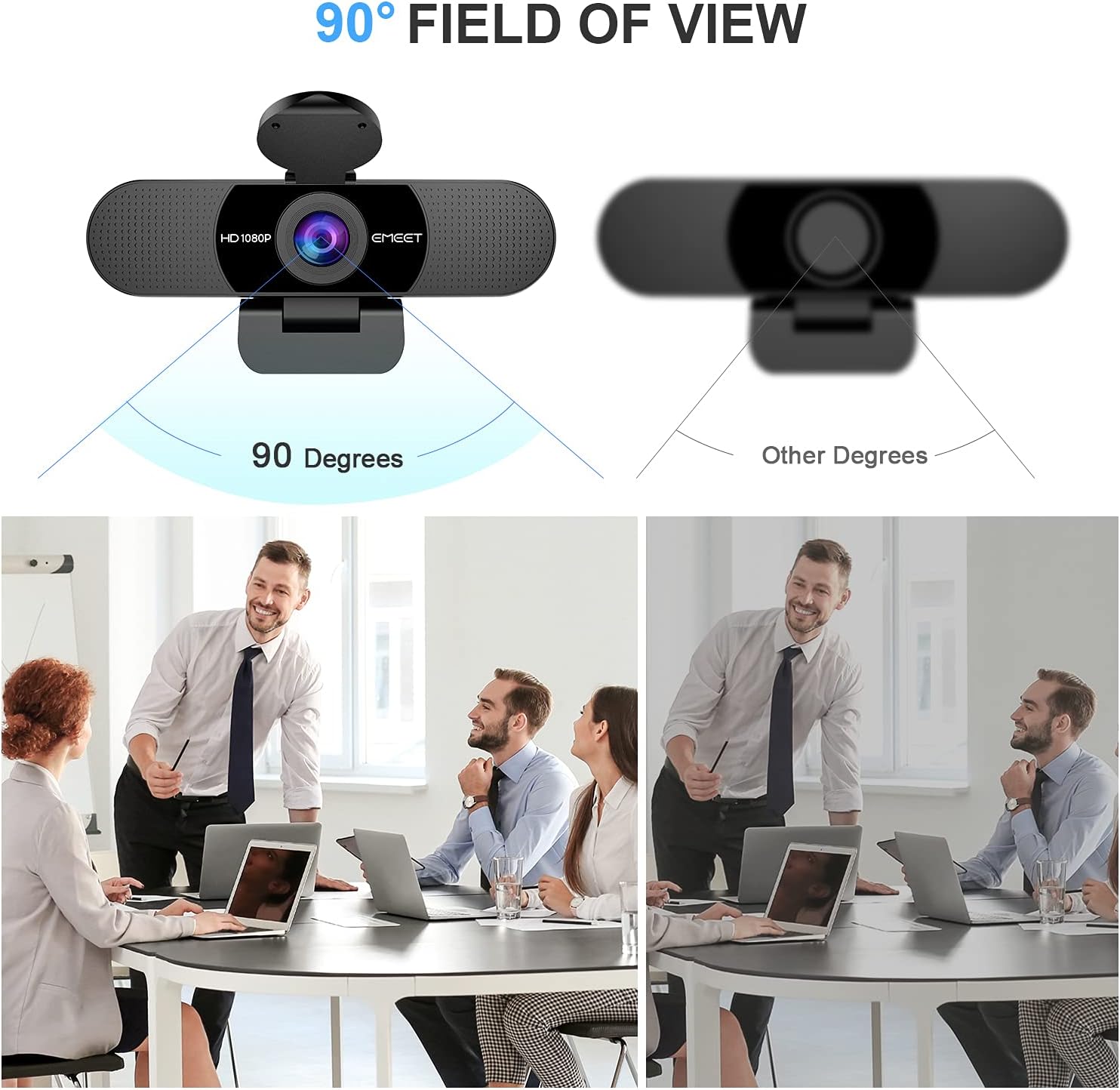 EMEET 1080P Webcam - USB Webcam with Microphone & Physical Privacy Cover, Noise-Canceling Mic, Auto Light Correction, Fixed Focus, C950 Ultra Web Cam w/ 70°View for Meeting/Online Classes/Zoom/YouTube - Image 5