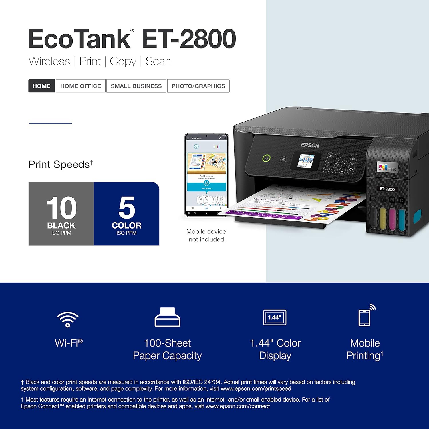 Epson EcoTank ET-2800 Wireless Color All-in-One Cartridge-Free Supertank Printer with Scan and Copy – The Ideal Basic Home Printer - Black, Medium - Image 4