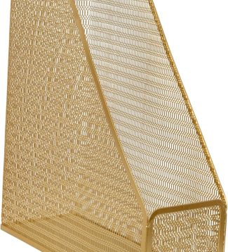 Martha Stewart Ryder Gold Mesh Metal Single Slot Magazine File Holder, Desktop Organizer, 9.75 x 3.75 x 11.5