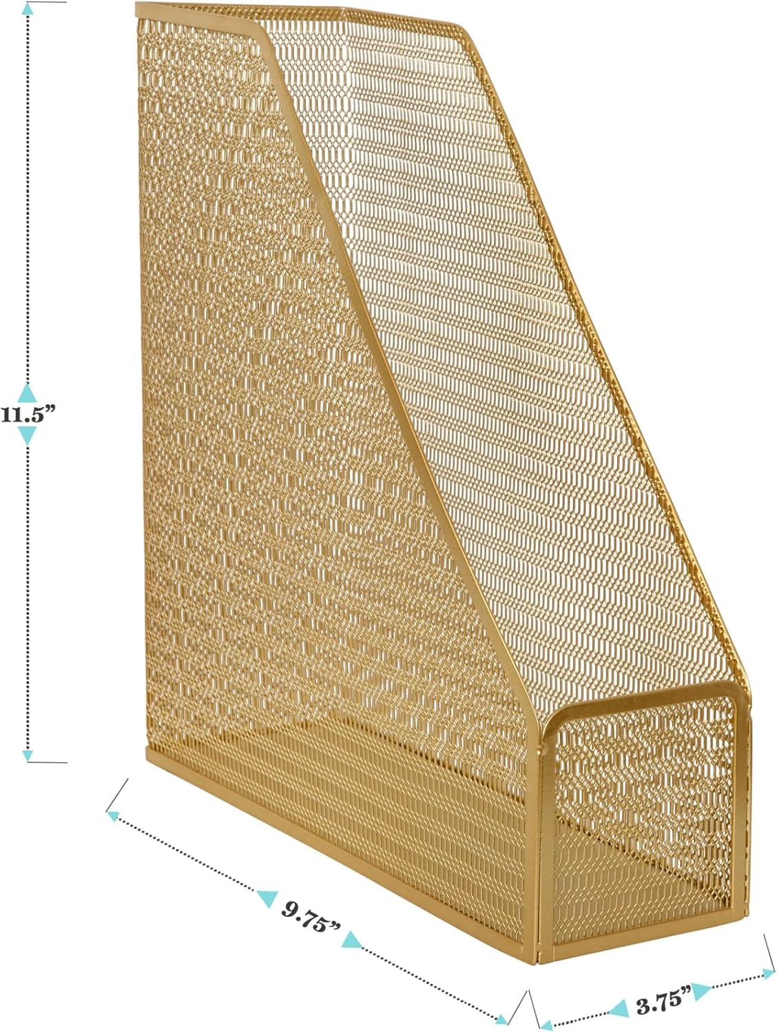 Martha Stewart Ryder Gold Mesh Metal Single Slot Magazine File Holder, Desktop Organizer, 9.75 x 3.75 x 11.5 - Image 4