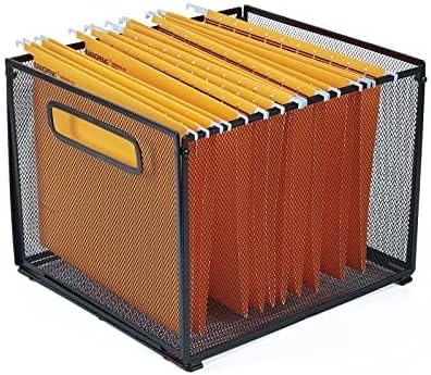 SETTFRFE Letter Size Hanging Folder Organizer,Metal Mesh Hanging File Folder Box,Office File Baskets,Black - Image 2