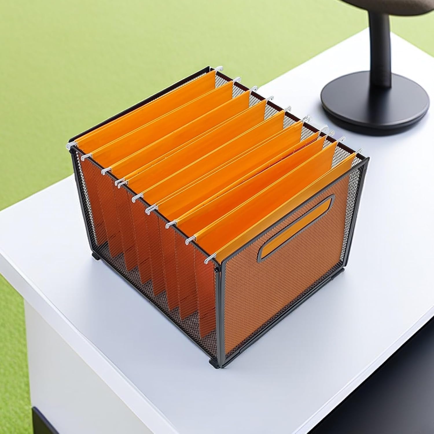 SETTFRFE Letter Size Hanging Folder Organizer,Metal Mesh Hanging File Folder Box,Office File Baskets,Black - Image 5