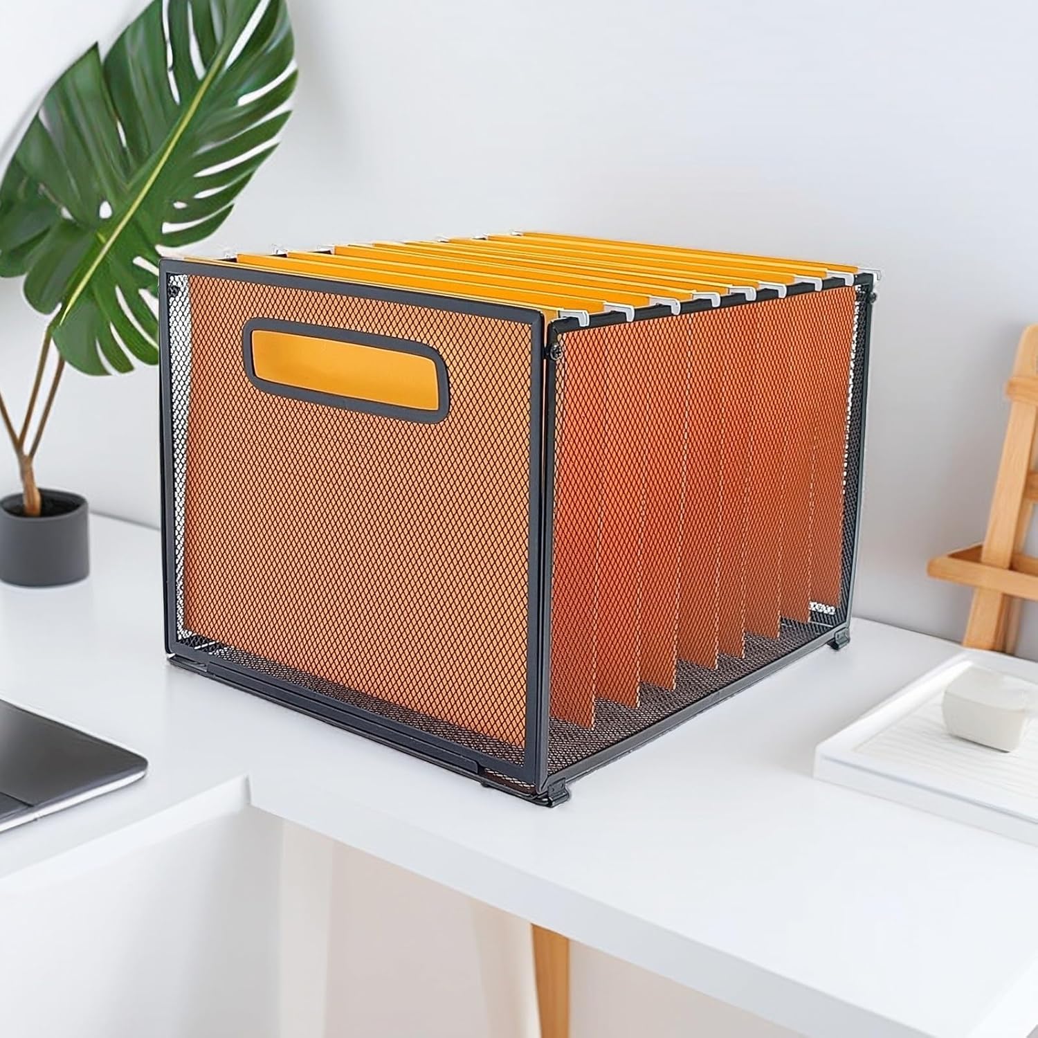 SETTFRFE Letter Size Hanging Folder Organizer,Metal Mesh Hanging File Folder Box,Office File Baskets,Black - Image 7
