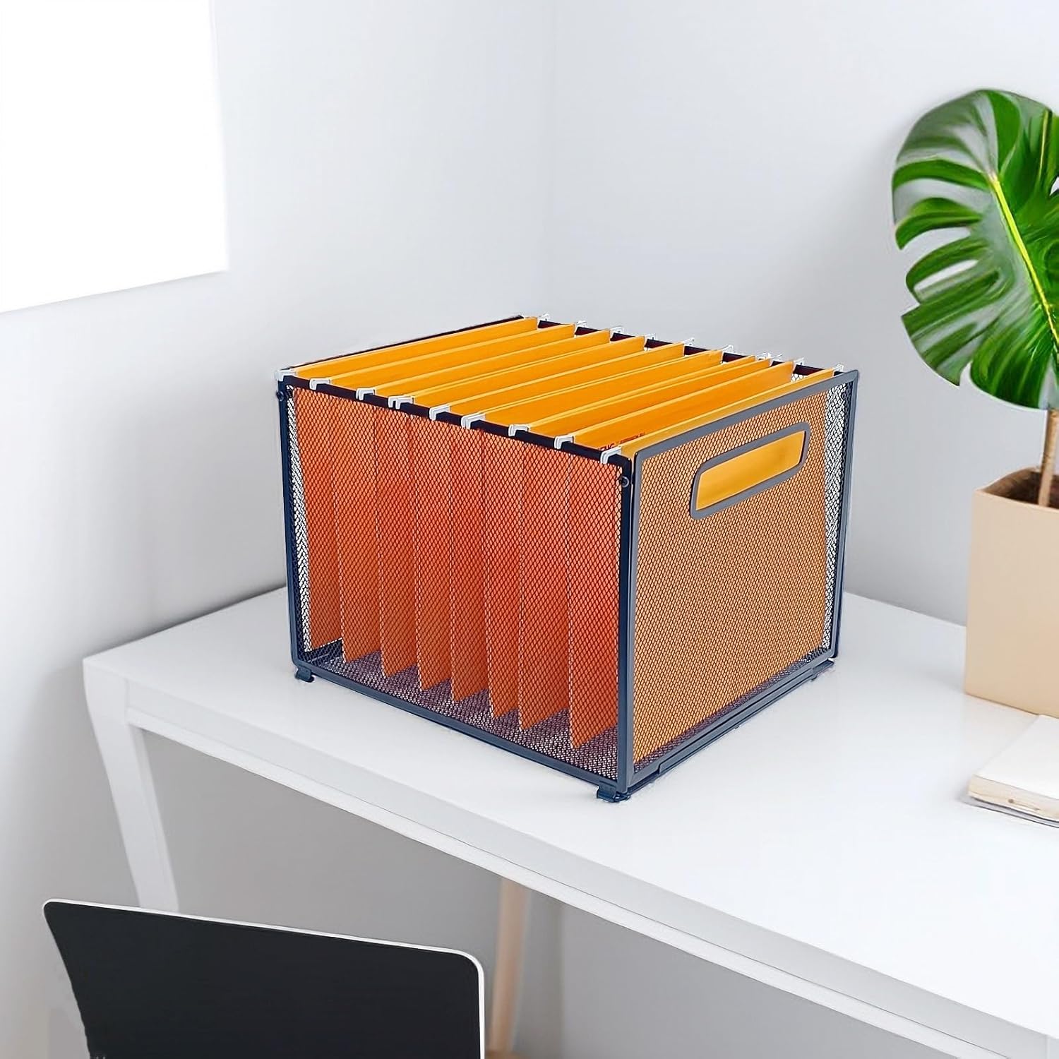SETTFRFE Letter Size Hanging Folder Organizer,Metal Mesh Hanging File Folder Box,Office File Baskets,Black - Image 8