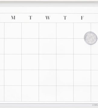 U Brands Magnetic Dry Erase Calendar Board, 14"x11", Modern White Frame, Includes Marker and Magnet