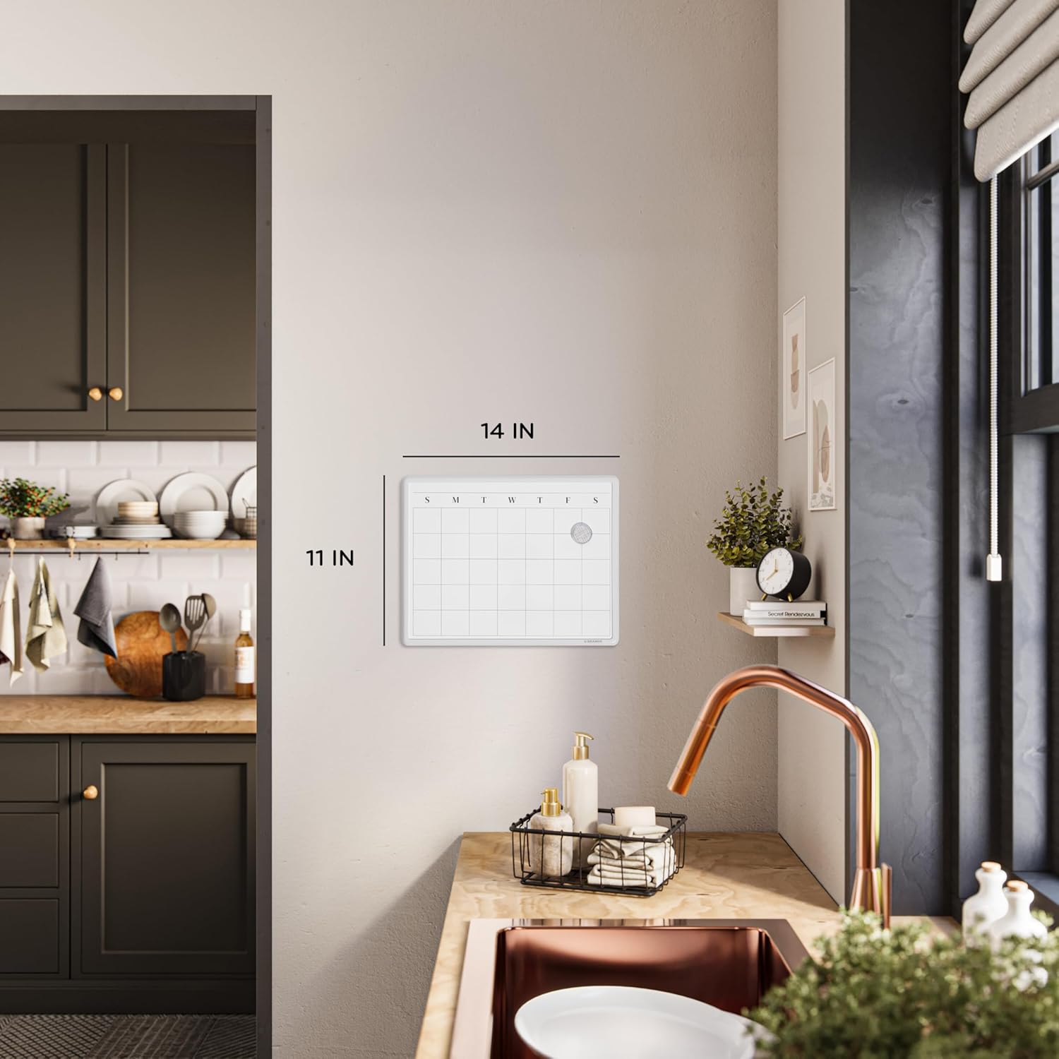 U Brands Magnetic Dry Erase Calendar Board, 14"x11", Modern White Frame, Includes Marker and Magnet - Image 2